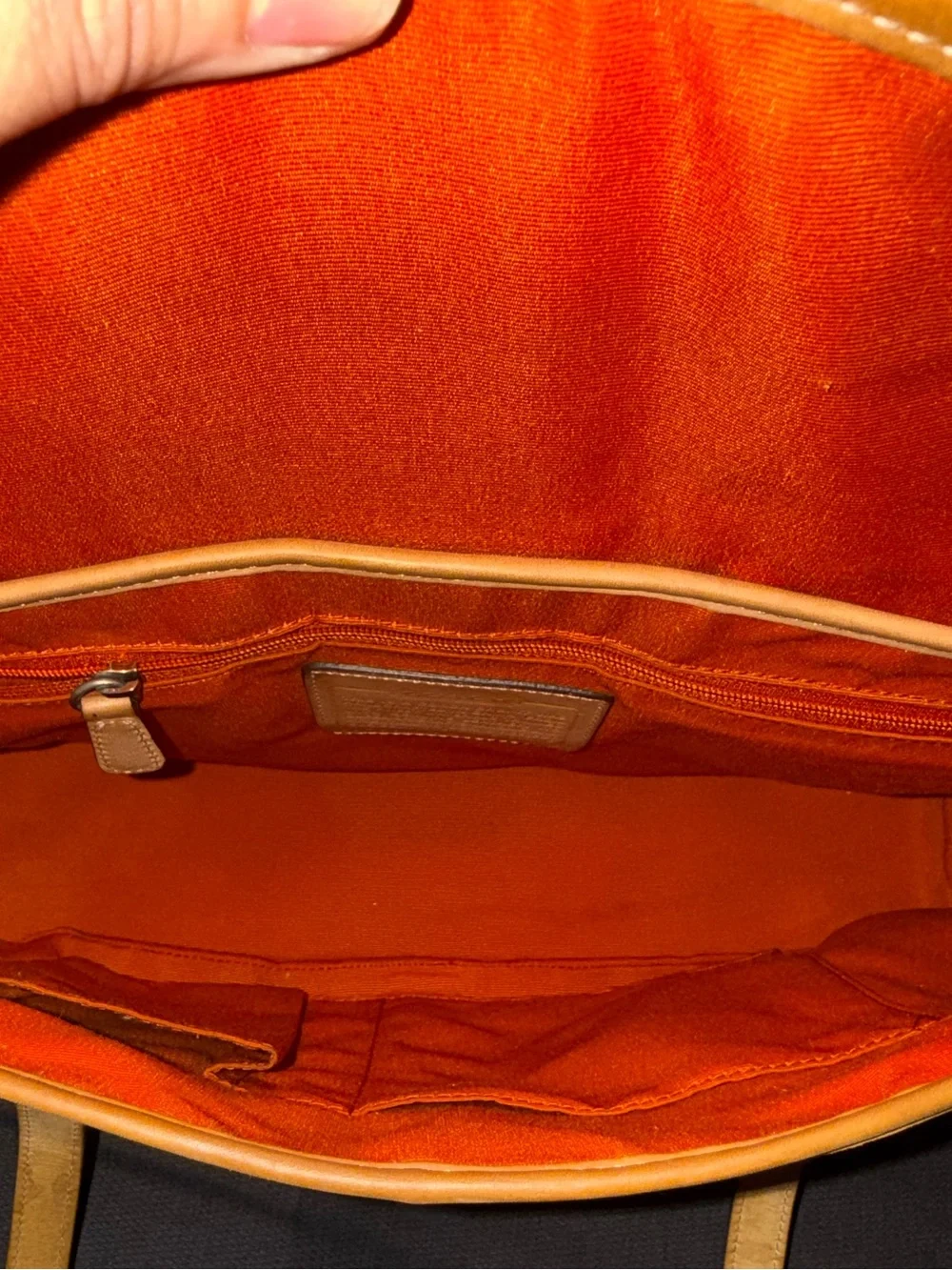 Coach Brown Signature Canvas Shoulder Bag with Tan Leather Trim